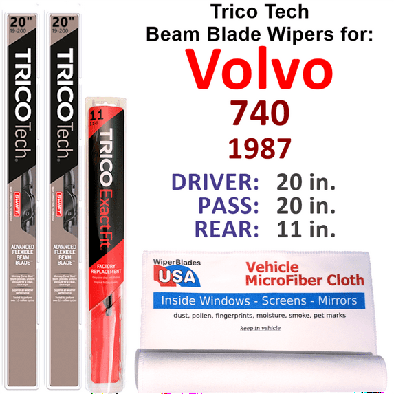 1987 Volvo 740 Beam Blade Wipers (Set of 3) w/Rear Wiper