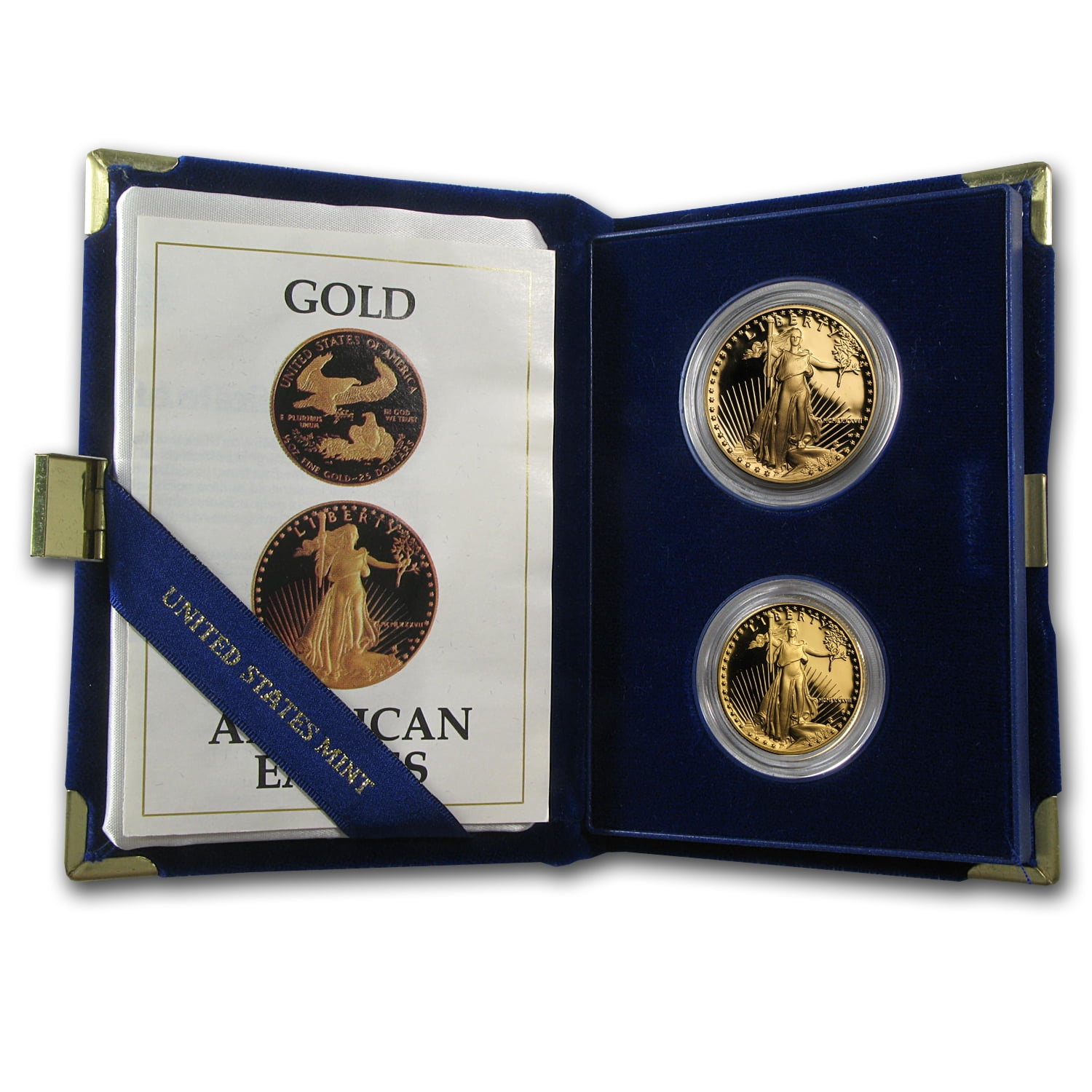 1987-W/P 2-Coin Proof American Gold Eagle Set (w/Box & COA) - Walmart.com