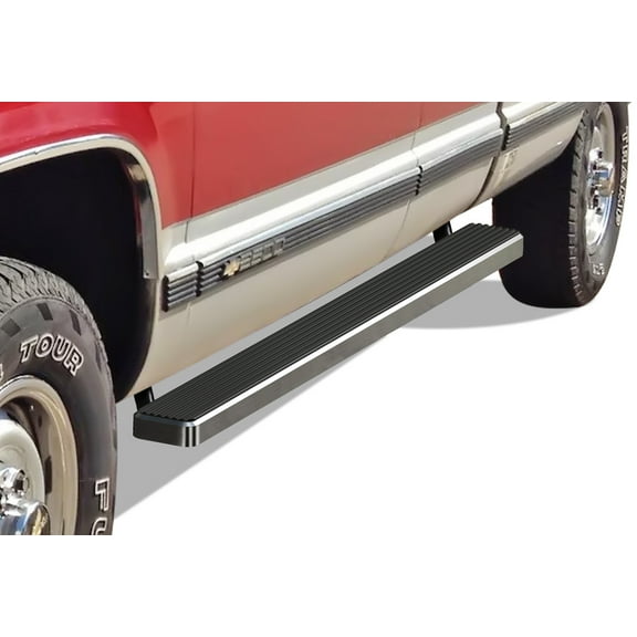 1988-1998 Chevy/GMC C/K Pickup 2 Door Extended Cab (Incl. Z71 Model) Not for vehicles equipped with power retracting boards Hairline Finish 5 Inch Door to Door Side Bar Side Step Running Board