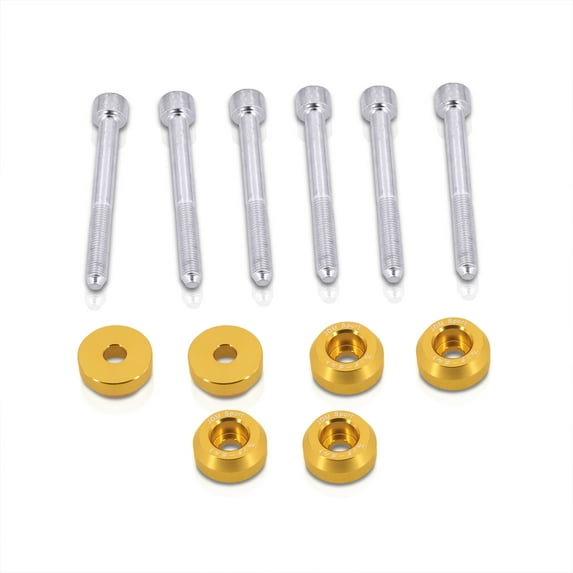 For 1988-2000 Honda Civic CRX Del Sol / 1990-2001 Acura Integra JDM Sport 6-Piece Aluminum Rear Lower Control Arms LCA Dress Up Washers Bolts Kit (Gold) - EF EG EK DA DC2
