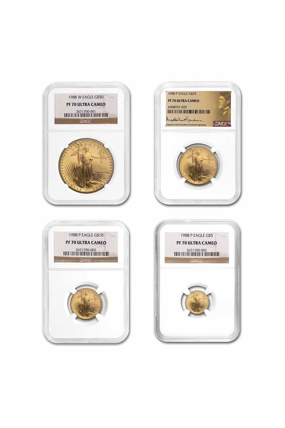 1988 4-Coin Proof American Gold Eagle Set PF-70 UCAM NGC
