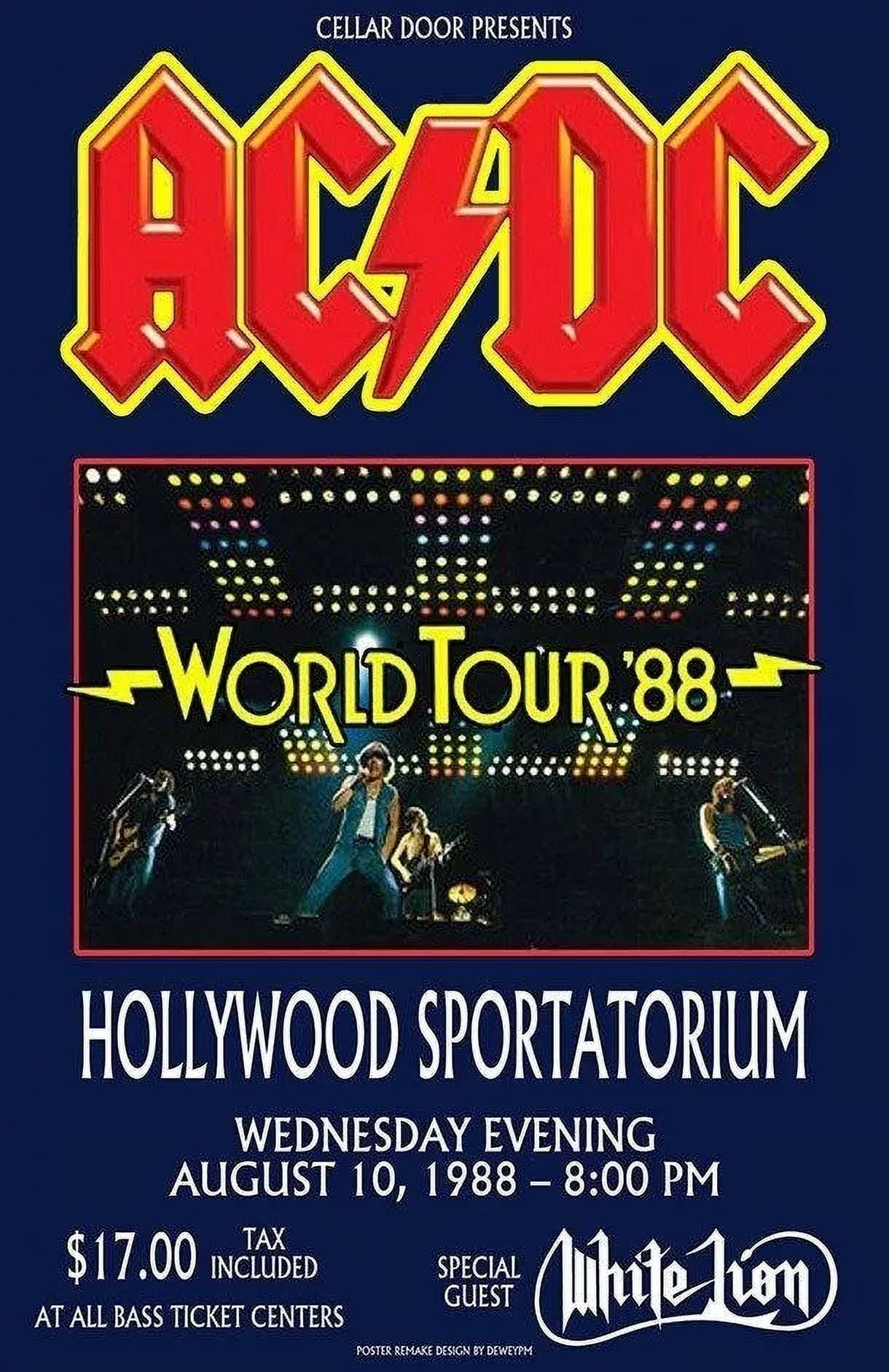 1988 AC/DC Concert Poster Wall Art Print .5 es HOLLYWOOD FLORIDA 11 x ...