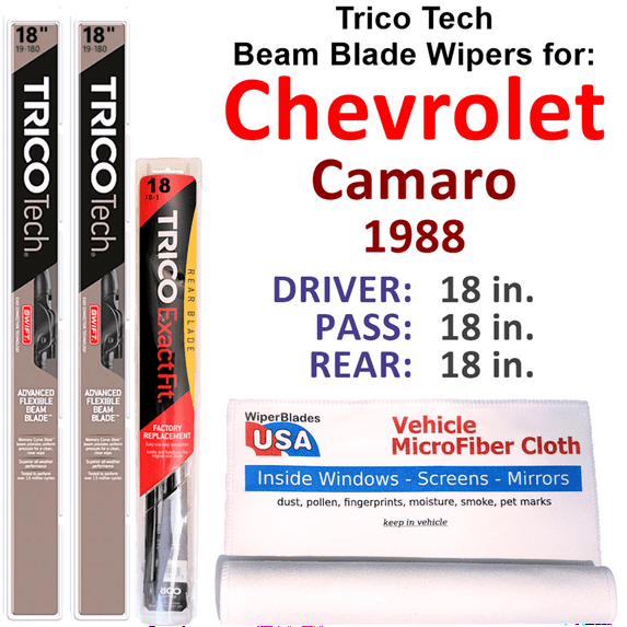 1988 Chevrolet Camaro Beam Blade Wipers (Set of 3) w/Rear Wiper
