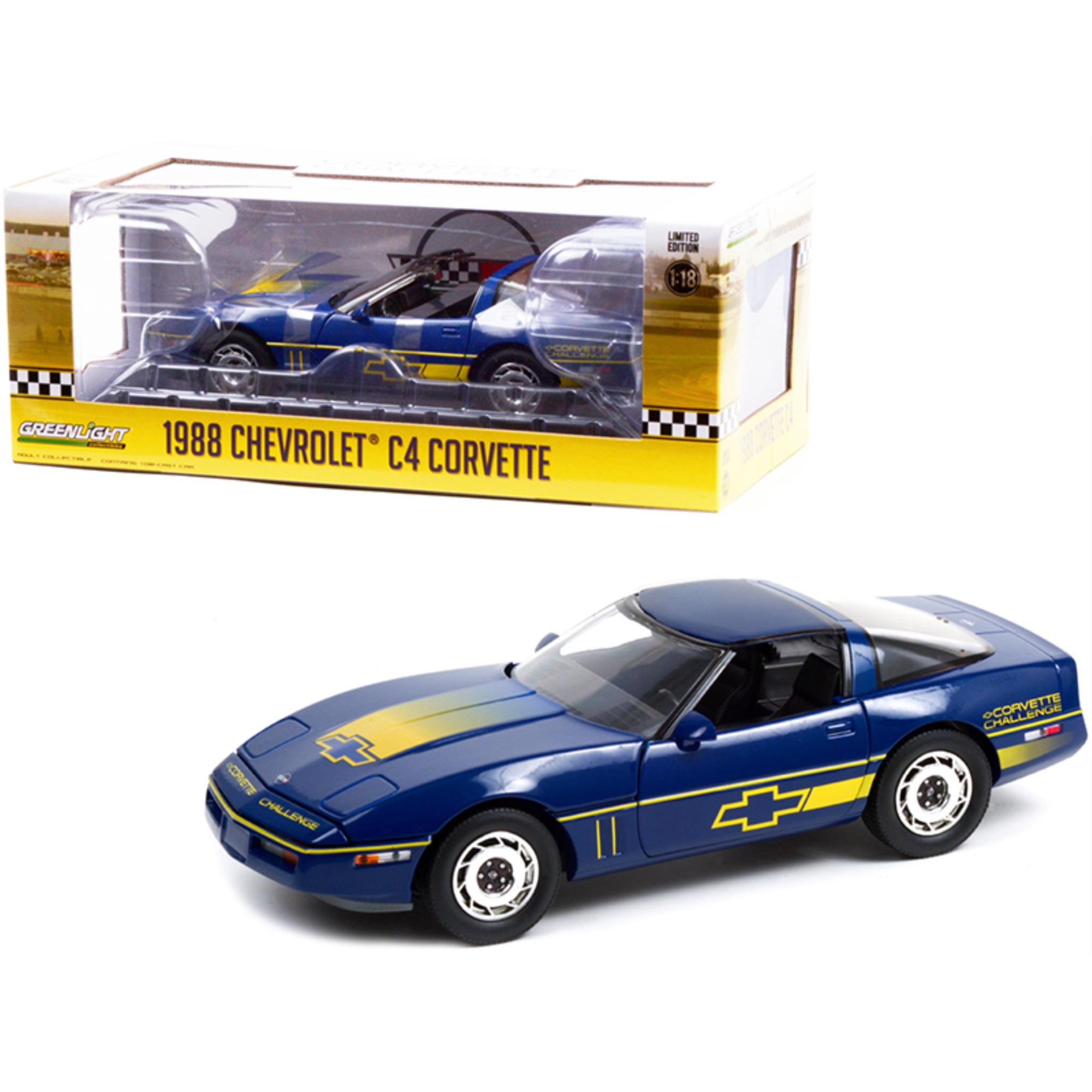 1988 Chevrolet Corvette C4 Dark Blue with Yellow Stripes 