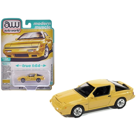1988 Chrysler Conquest TSi San Marino Yellow "Modern Muscle" Series 1/64 Diecast Model Cars by Auto World