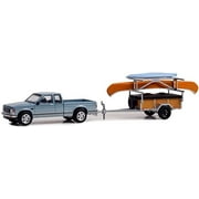 1988 GMC S-15 Sierra w/ Canoe and Kayak, Blue - Greenlight 32250C - 1/64 scale Diecast Car