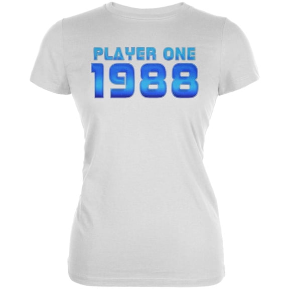 1988 Player One Birthday Juniors Soft T Shirt White X-LG