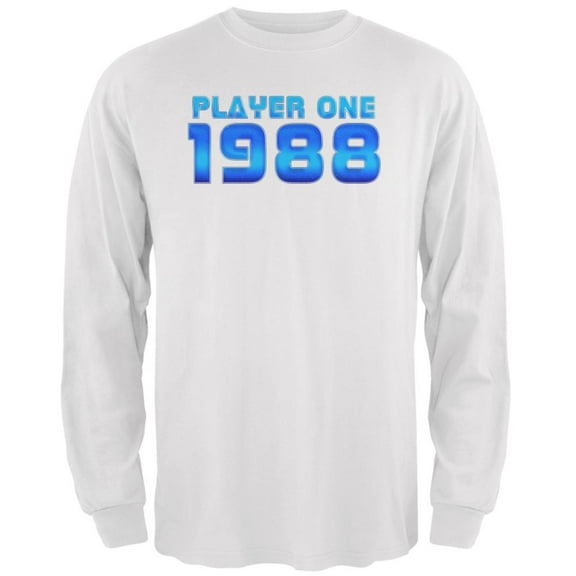 1988 Player One Birthday Mens Long Sleeve T Shirt White LG