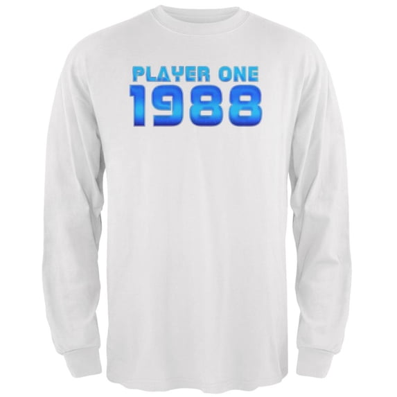 1988 Player One Birthday Mens Long Sleeve T Shirt White SM