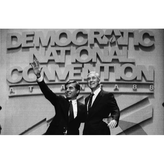 1988 Presidential Campaign. Democratic Presidential Nominee And Massachusetts Governor Michael Dukakis With Running Mate And Us Senator Lloyd Bentsen At The Democratic National Convention History (24
