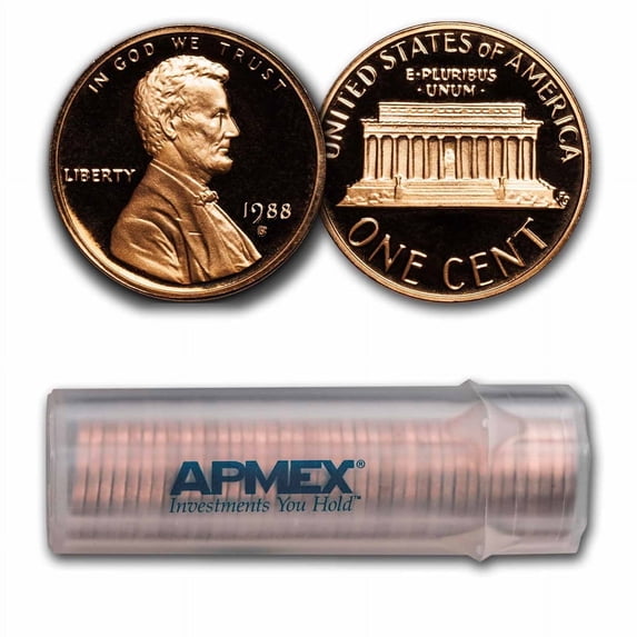 1988-S Lincoln Cent 50-Coin Roll Proof