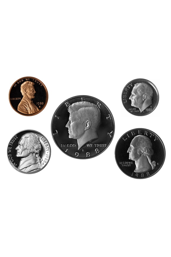 1988-S U.S. Proof Set - 5-Coin Clad Proof Year Set - Coins Only No OGP