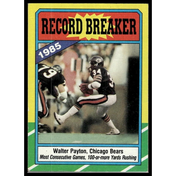 1988 Topps Record Breaker Walter Payton Chicago Bears Football Card