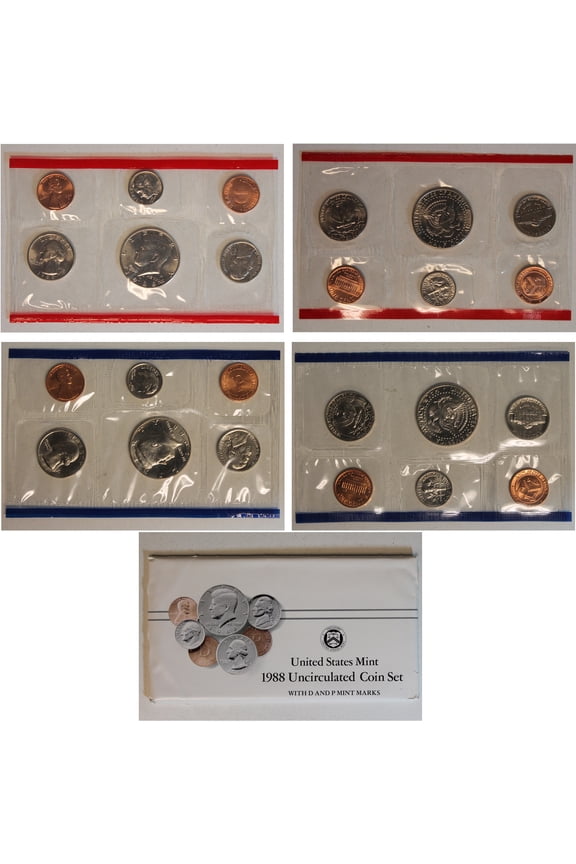 1988 U.S. Mint Set 10 Coins Collectible OGP Set