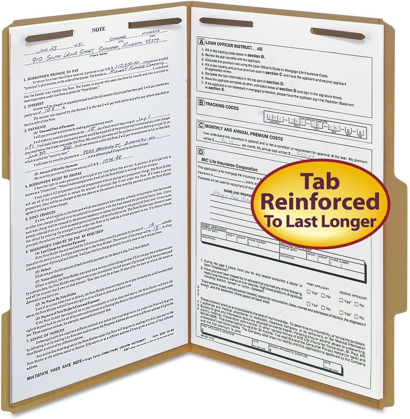 Heavyweight Folders, Two Fasteners, End Tab, Legal, 11 Point Manila, 50/Box, Sold As 1 Box