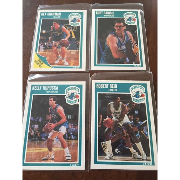 1989-90 Fleer Charlotte Hornets Team Set 4 Cards Kelly Tripucka