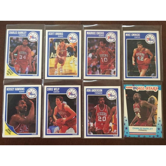 1989-90 Fleer Philadelphia 76ers Team Set 8 Cards Charles Barkley w AS Sticker