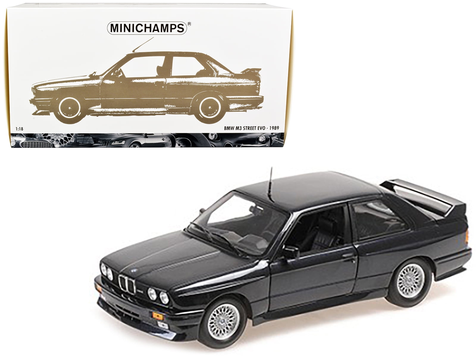 1989 BMW M3 Street EVO Dark Blue Metallic 1 18 Diecast Model Car by Minichamps Walmart