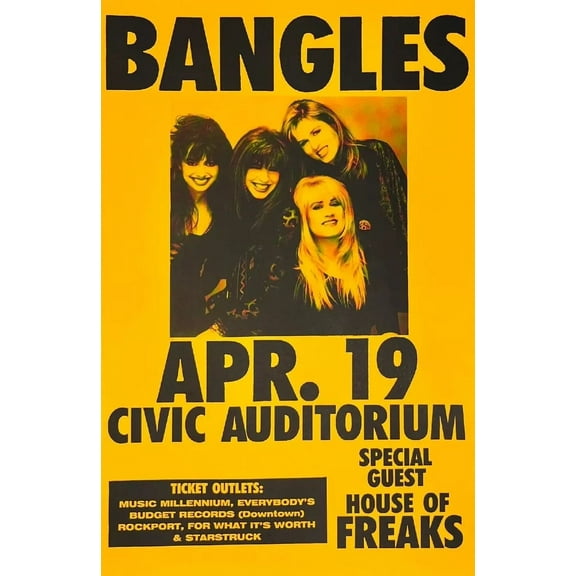 1989 Bangles Concert Poster Wall Art Print es 11 x 17 Inch Poster