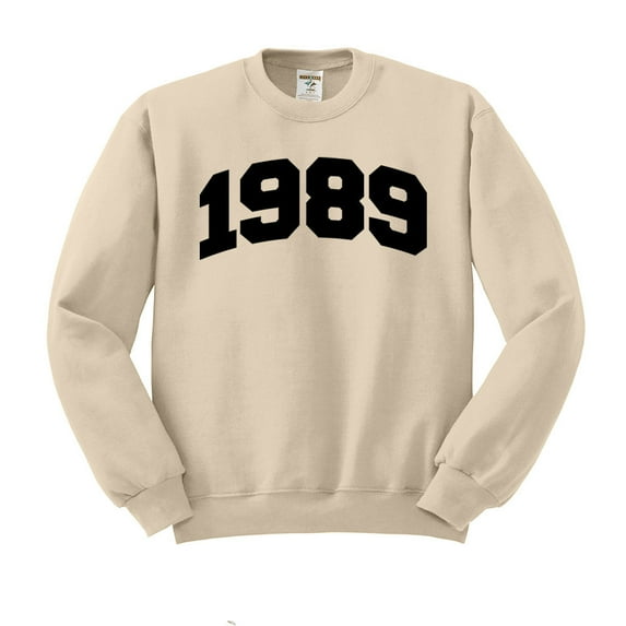 1989 College Style Sweatshirt Unisex Large Sand