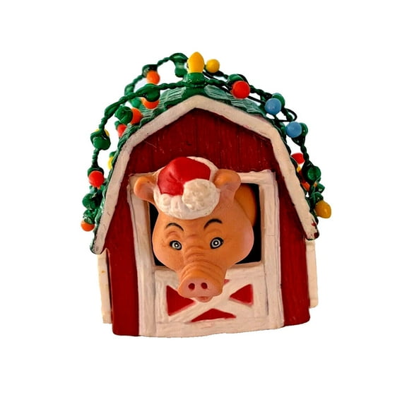 1989 Deck the Hogs (Barnyard Buddies) Enesco Christmas Tree Ornament 565490