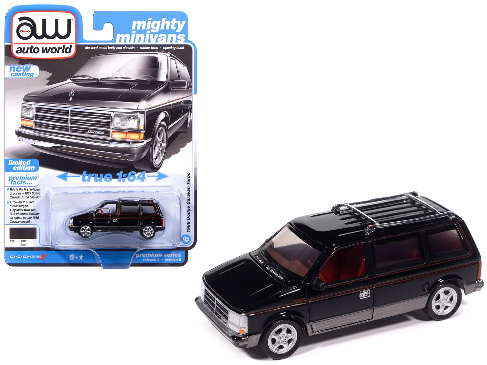 1989 Dodge Caravan Turbo Van Black with Red Stripes and Interior