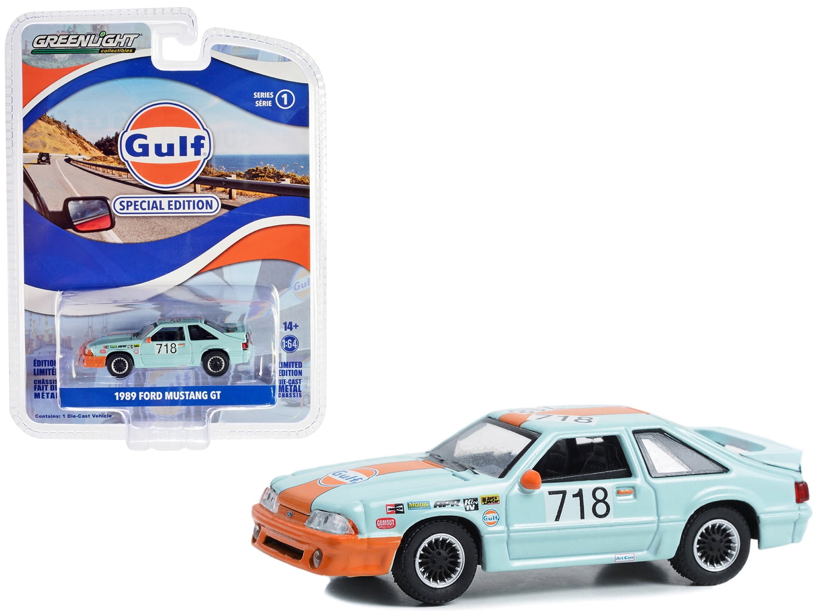 1989 Ford Mustang GT #718 Light Blue with Orange Stripe 