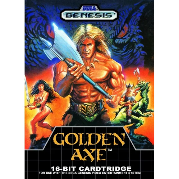1989 Golden Axe Sega Genesis Box Art Poster Beat Em Up Action Game UNFRAMED PAPER POSTER