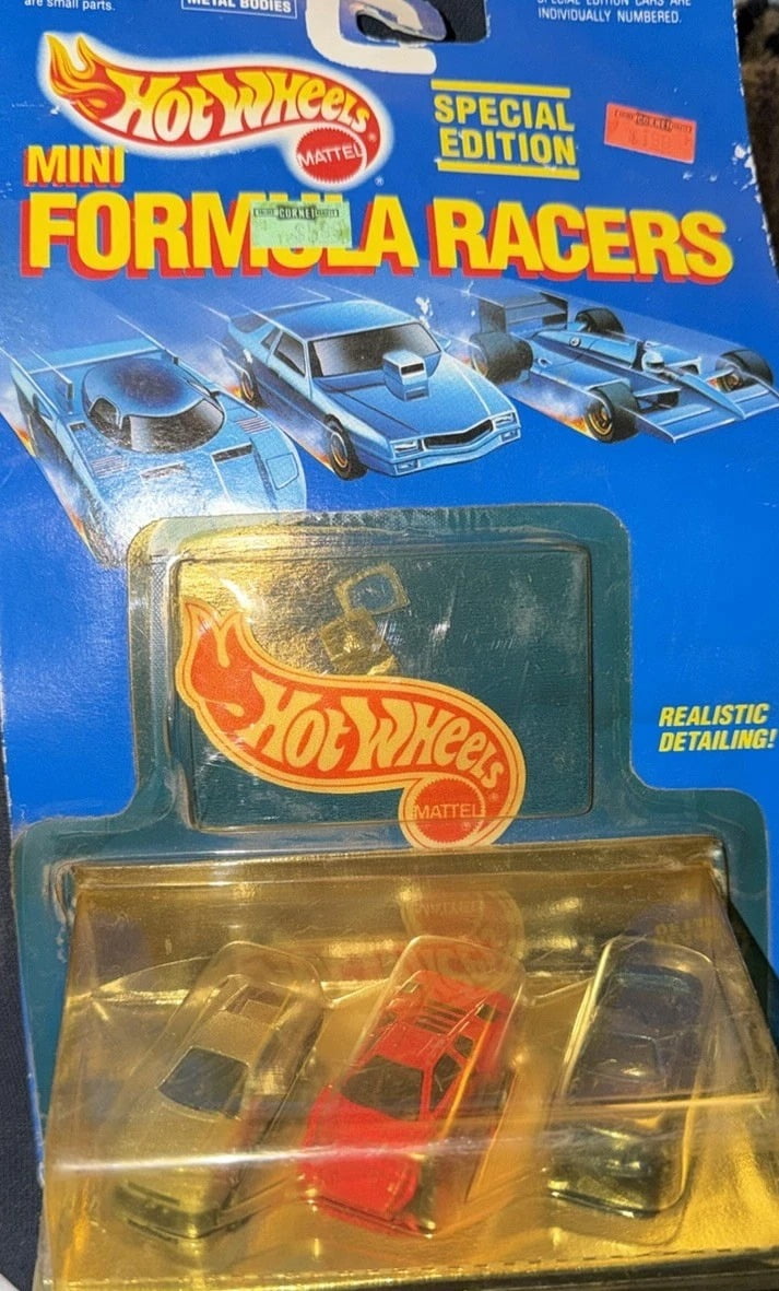 1989 Mattel Hot Wheels Mini Formula Racers Ferrari 3 Pack w/ Patch