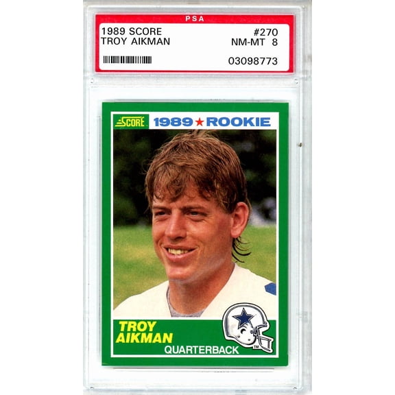 1989 Score Troy Aikman #270 Rookie PSA 8