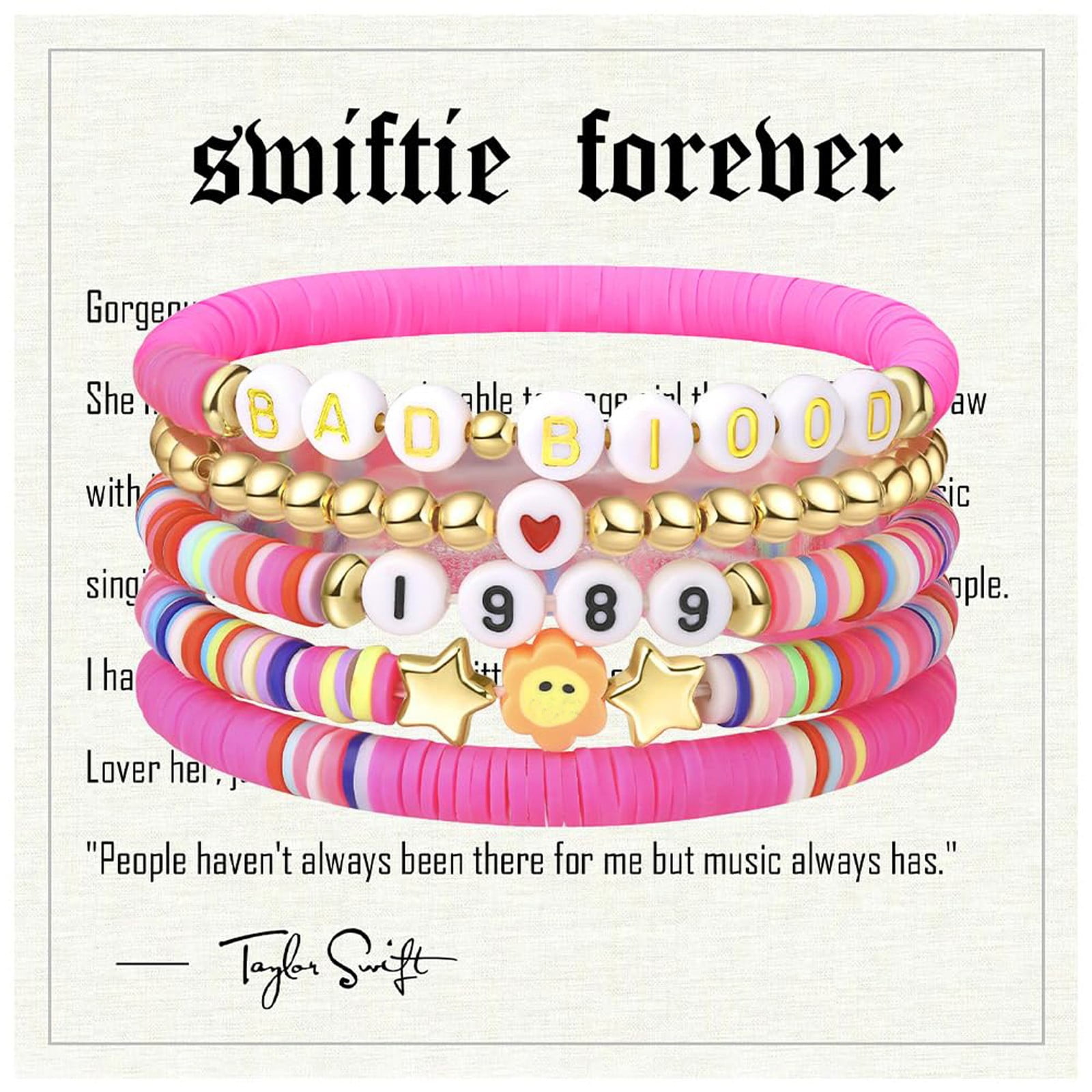 Set of 10 Taylor Swift Eras Tour Swiftie Heishi Bead Bracelets