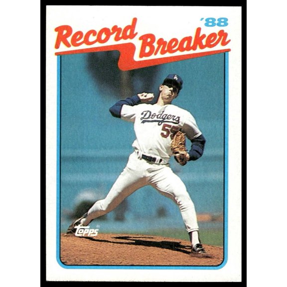 1989 Topps Record Breaker Orel Hershiser #5 Los Angeles Dodgers Baseball Card Very Good Los Angeles Dodgers MLB Baseball Trading Card