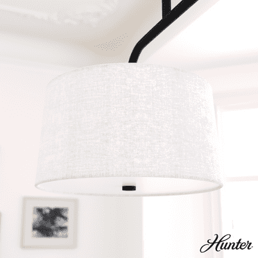 Hunter - Cottage Hill 4-light Natural Black Iron, Large Chandelier, Dimmable, Modern Style, Linear Shaped, for Bedrooms, Kitchens, Dining, Living Rooms - 19891