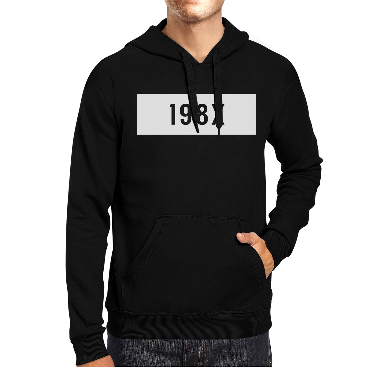 198X Unisex Black Cute Hoodie Pullover Fleece Simple Design For 80s -  Walmart.com