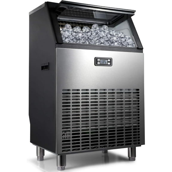 NSF Commercial Ice Maker 198lbs/24h, Commercial Ice Machine 55lbs Storage Bin, Under Counter Ice Maker Machine for Bar, Coffee Shop