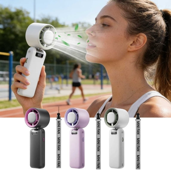 199 Speed Foldable Handheld Fan with Digital Display USB Rechargeable Portable Mini Fan with Lanyard Adjustable Angle for Travel by PALIFEUR