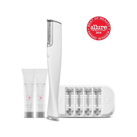 ($199 Value) DERMAFLASH 2.0 LUXE Dermaplaning & Peach Fuzz Removal Device, White