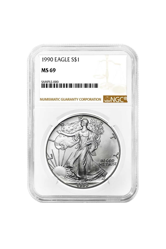 1990 $1 American Silver Eagle NGC MS69 Brown Label