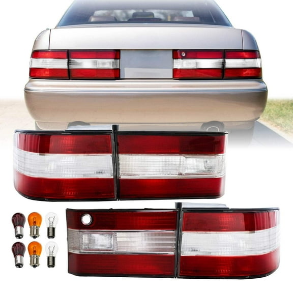 1990-1994 Lexus LS400 JDM Style Red/ Clear Rear Red 4 Piece Tail Light