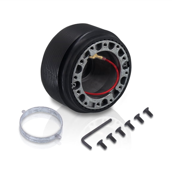 For 1990-1997 Mazda Miata MX-5 RX-7 / 1995-2012 Hyundai Accent / Genesis Coupe 6-Hole Bolt Steering Wheel Hub Adapter Removable Quick Release Connector Kit (Black) - MX5 NA RX7 FC3S FD3S BK1