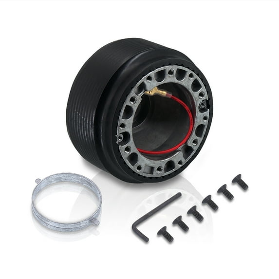 For 1990-1997 Mazda Miata MX-5 RX-7 / 1995-2012 Hyundai Accent / Genesis Coupe 6-Hole Bolt Steering Wheel Hub Adapter Removable Quick Release Connector Kit (Black) - MX5 NA RX7 FC3S FD3S BK1