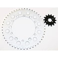 thumbnail image 1 of 1990-1998 Kawasaki KX250 250 14 Tooth Front and 47 Tooth Rear Silver Sprocket, 1 of 2
