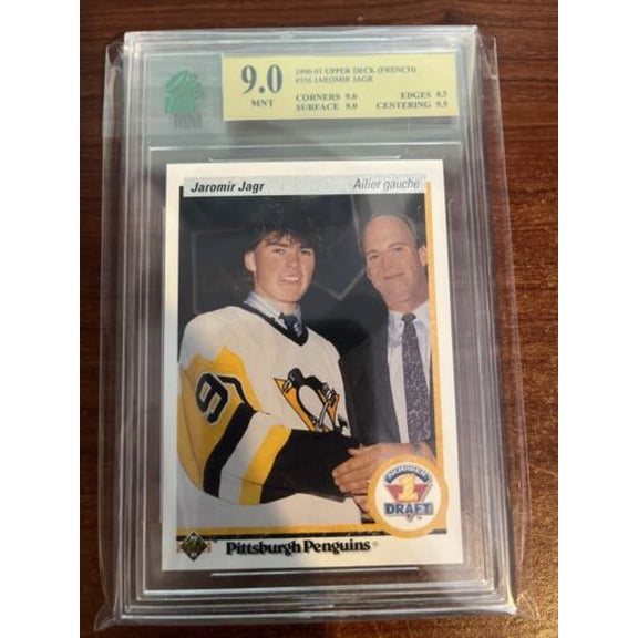 1990-91 Upper Deck Jaromir Jagr French Rookie MNT 9