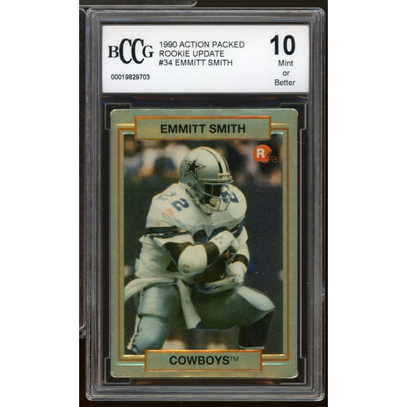 1990 Action Packed Rookie Update #34 Emmitt Smith Rookie Card BGS BCCG 10 Mint+