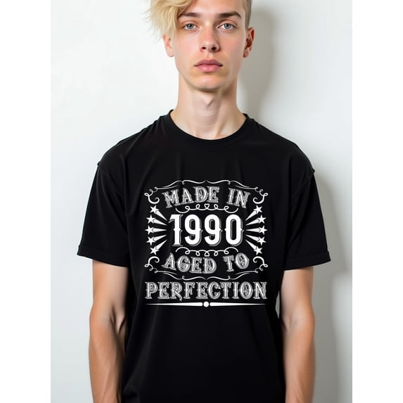 1990 Aged to Perfection Tee mens round neck T-shirt black gifts casual Everyday and weekend wear Original Unisex Shirt Cotton tshirts