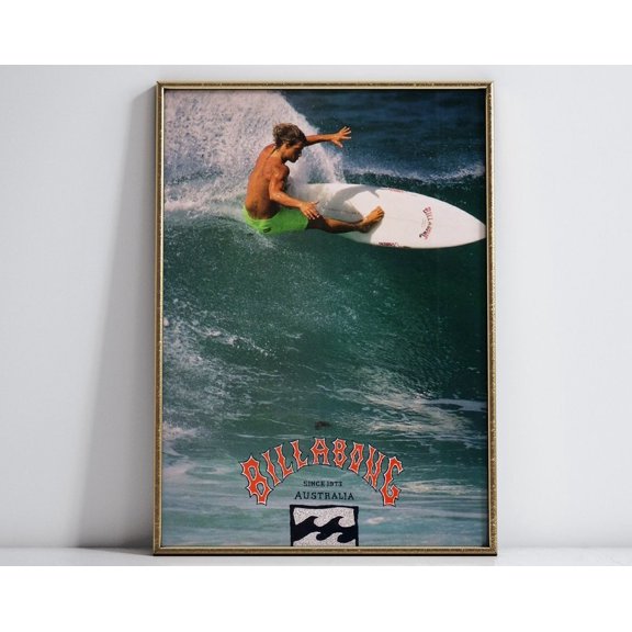 1990 Billabong Surfing Poster, Home Decor, Vintage Surfing Poster, Retro Surf Print, Surfing Poster, 1990, Billabong. Wall Art, Modern Wall Decor, 16x24 UNFRAMED