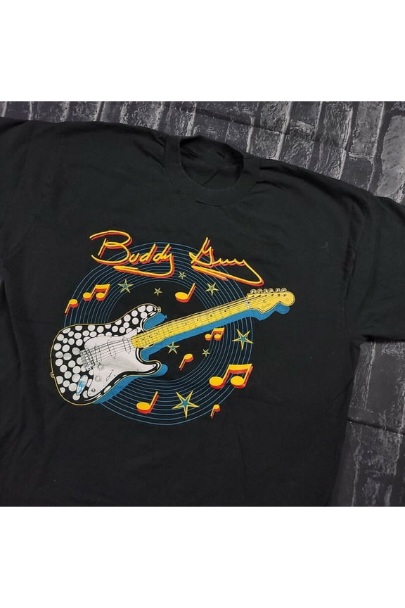 1990 Buddy Guy Black Single Short Sleeve Black Size S to 5XL