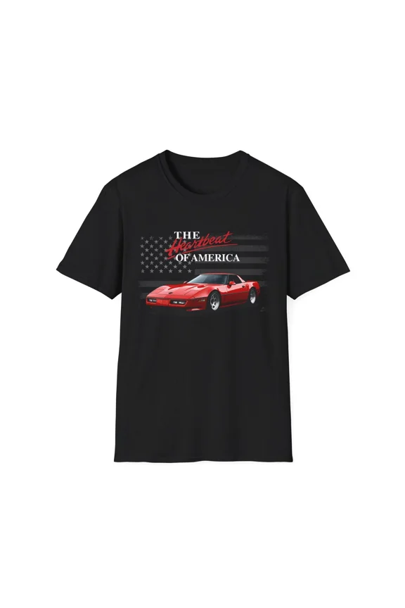 1990 Chevy Corvette T-Shirt – Red C4 “The Heartbeat of America” Graphic Tee