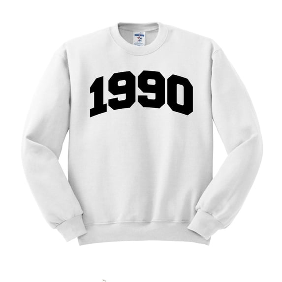 1990 College Style Sweatshirt Unisex Large White