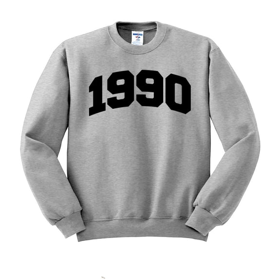 1990 College Style Sweatshirt Unisex Medium Grey